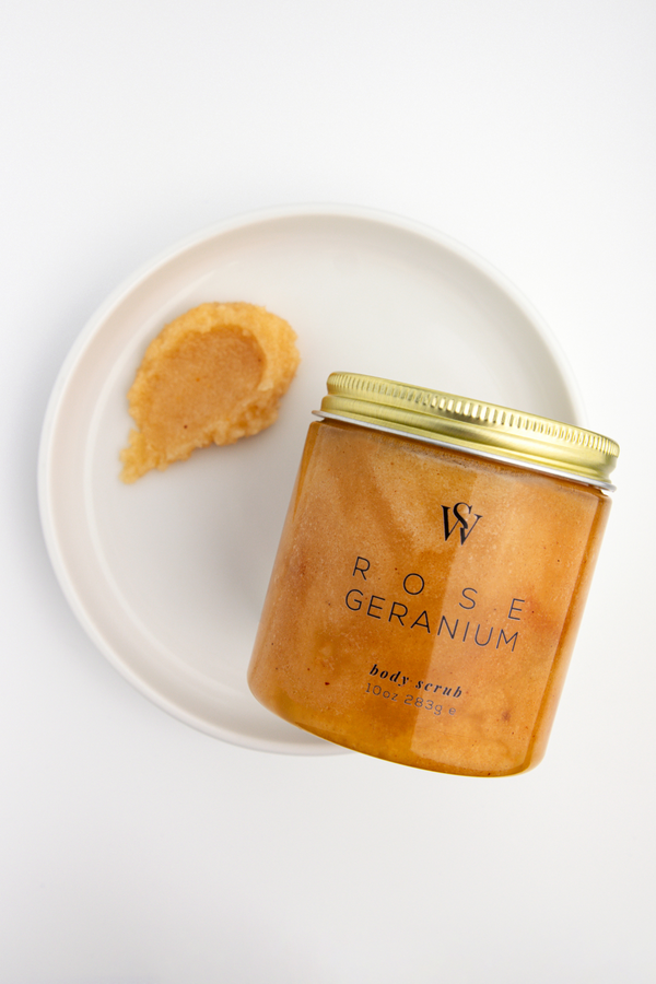 ROSE GERANIUM BODY SCRUB - Earth Elements Soapworks 