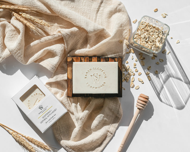 GOAT MILK + OATMEAL WITH HONEY SOAP - Earth Elements Soapworks 