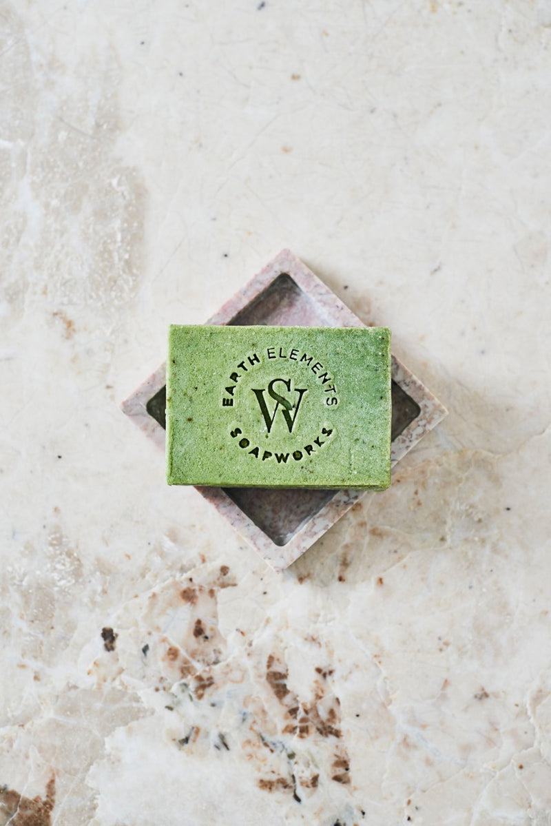 PEPPERMINT + EUCALYPTUS + ROSEMARY WITH SPIRULINA SOAP - Earth Elements Soapworks 