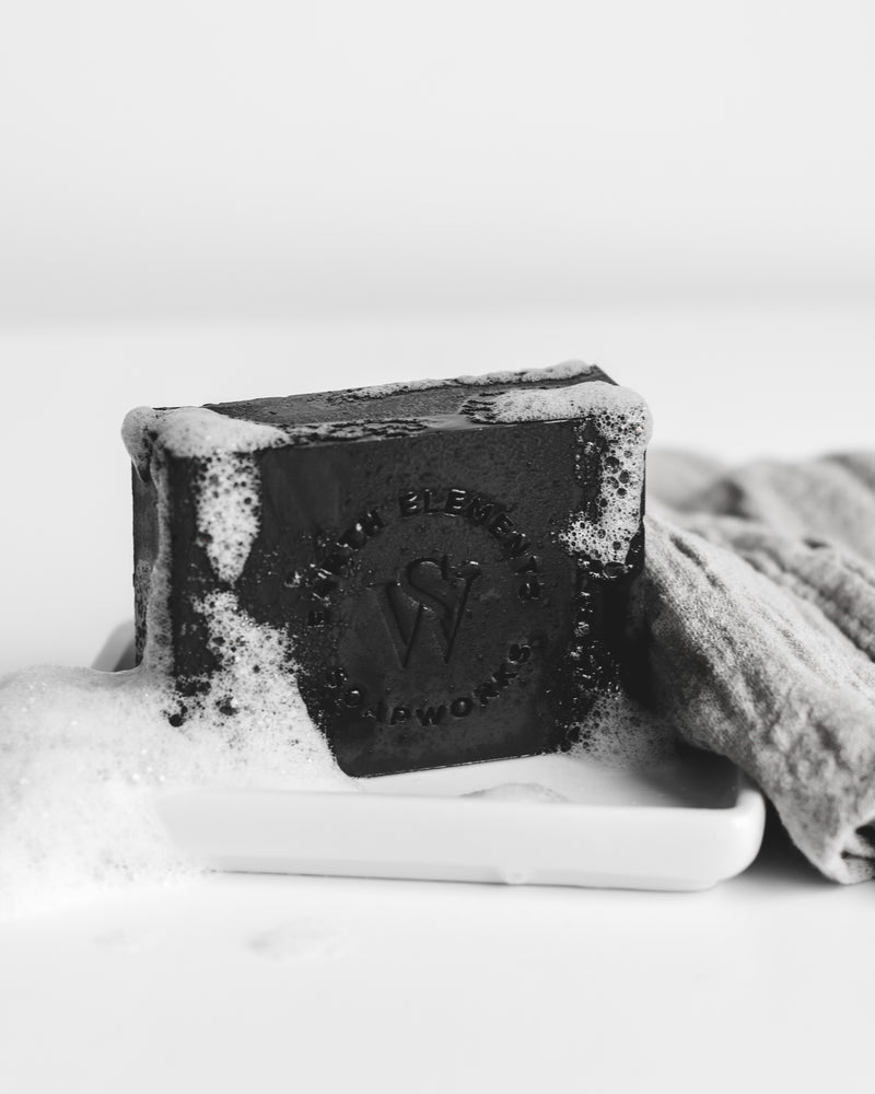 TEA TREE + LAVENDER WITH ACTIVATED CHARCOAL SOAP - Earth Elements Soapworks 
